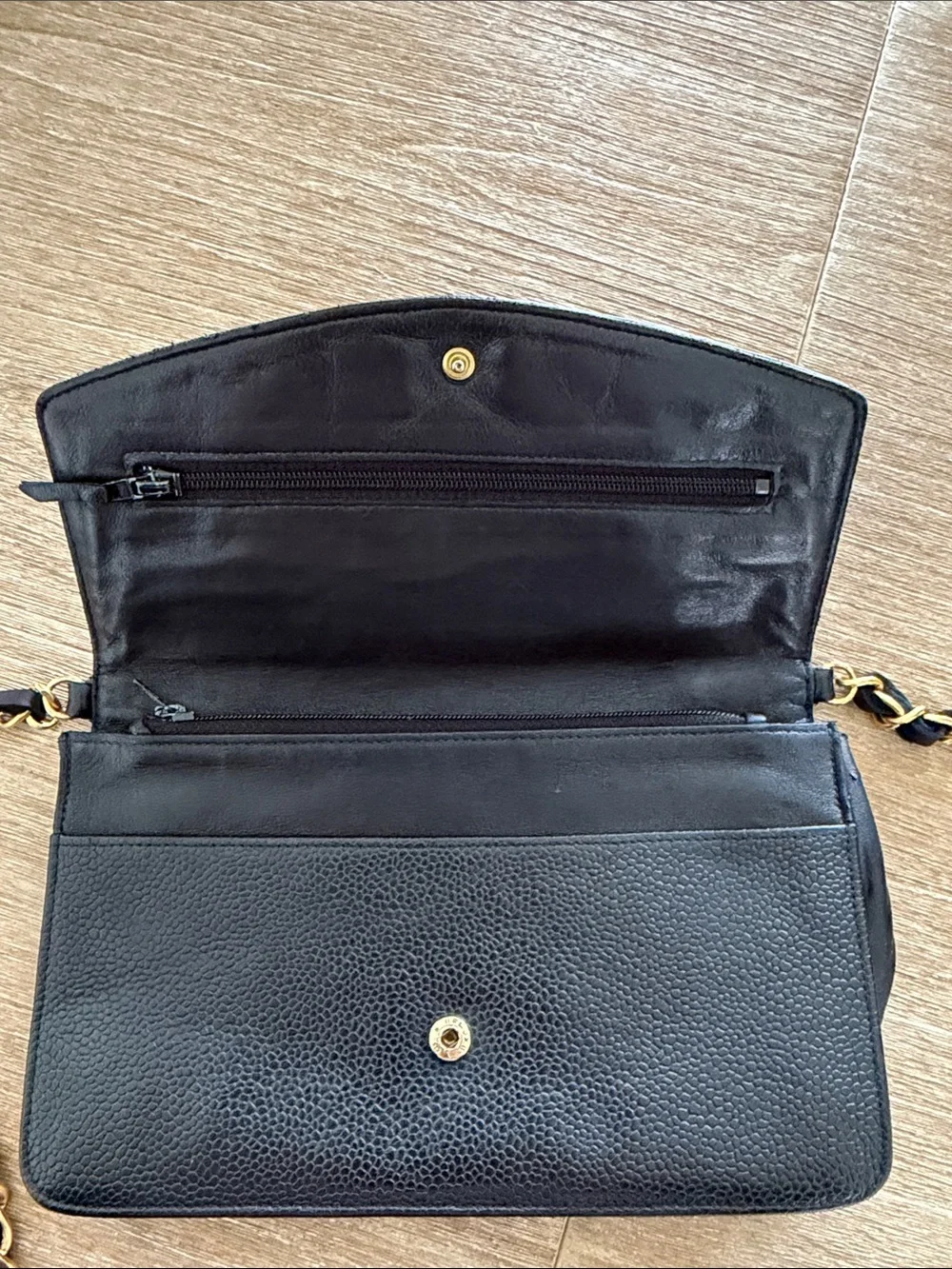 CHANEL Black Quilted Caviar Leather CC Wallet-On-Chain with Gold Chain - Picture 3 of 6